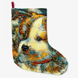AnimalArt_Dog_002 Large Christmas Stocking