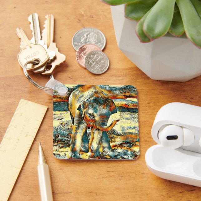 AnimalArt_Elephant_003 Key Ring (Desk)