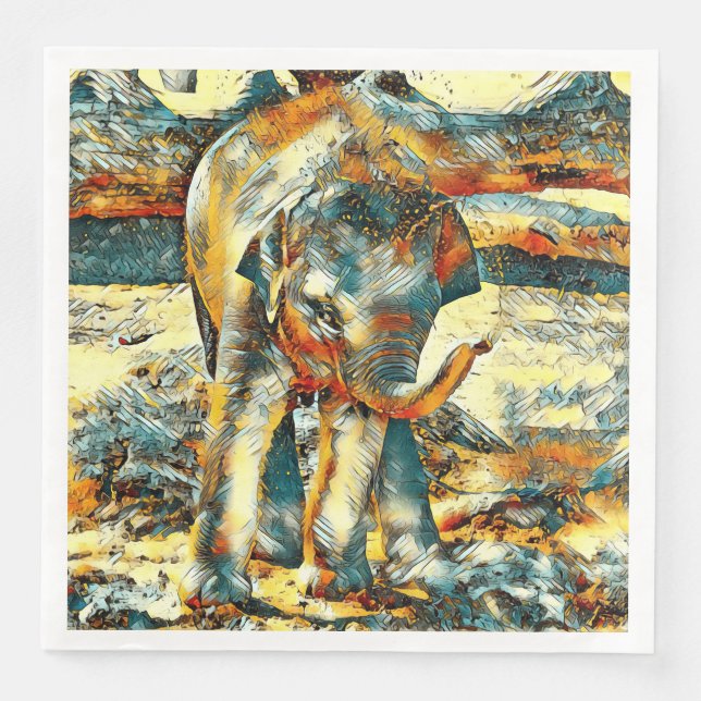 AnimalArt_Elephant_003 Napkin (Front)