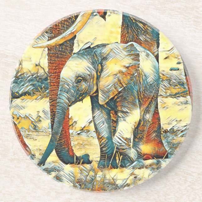 AnimalArt_Elephant_010 Coaster (Front)