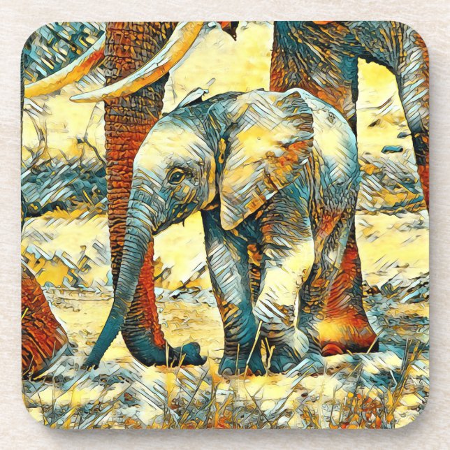 AnimalArt_Elephant_010 Coaster (Front)