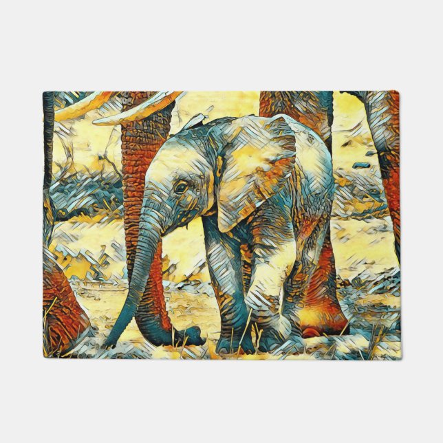 AnimalArt_Elephant_010 Doormat (Front)