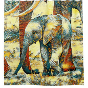 AnimalArt_Elephant_010 Shower Curtain