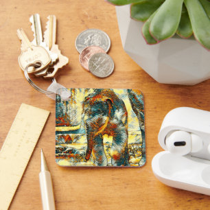 AnimalArt_Elephant_012 Key Ring