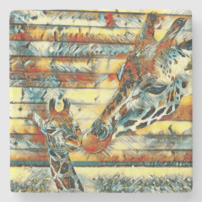 AnimalArt_Giraffe_001 Stone Coaster (Front)
