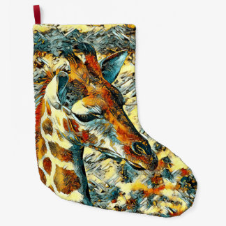 AnimalArt_Giraffe_002 Large Christmas Stocking