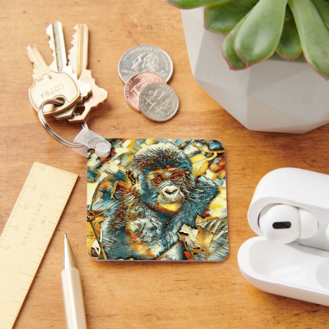 AnimalArt_Gorilla_005 Key Ring (Desk)