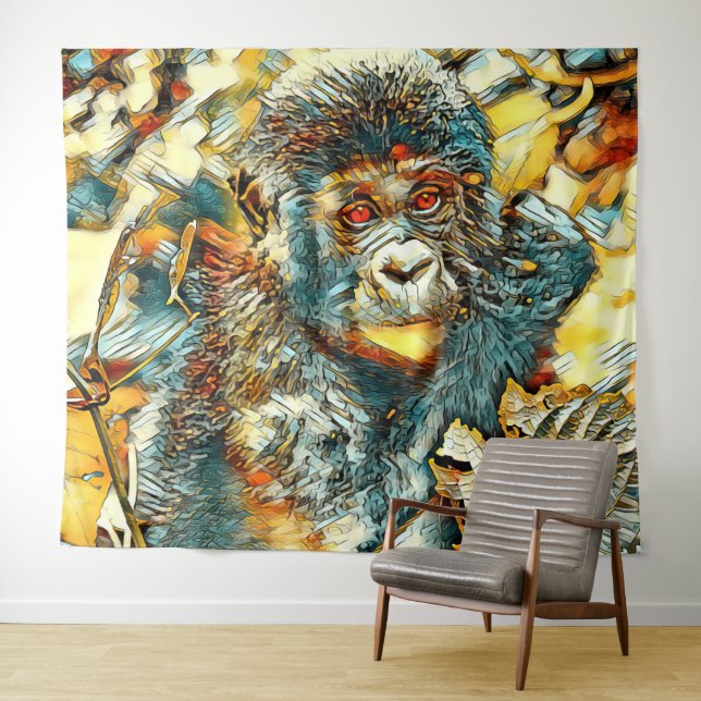 AnimalArt_Gorilla_005 Tapestry (In Situ (Horizontal))