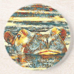 AnimalArt_Hippo_001 Coaster