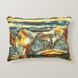 AnimalArt_Hippo_001 Decorative Cushion