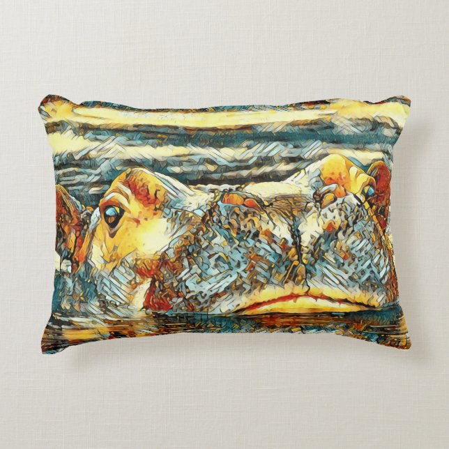 AnimalArt_Hippo_001 Decorative Cushion (Front)