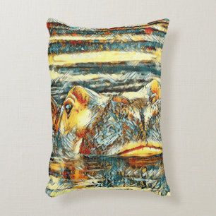 AnimalArt_Hippo_001 Decorative Cushion