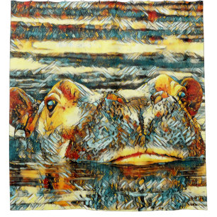 AnimalArt_Hippo_001 Shower Curtain