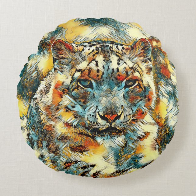 AnimalArt_Leopard_001 Round Cushion (Front)