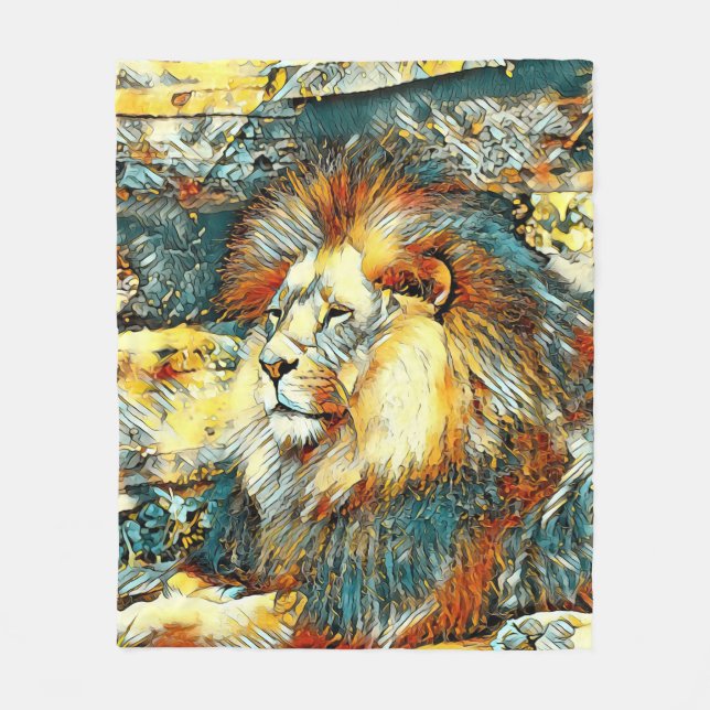 AnimalArt_Lion_033 Fleece Blanket (Front)