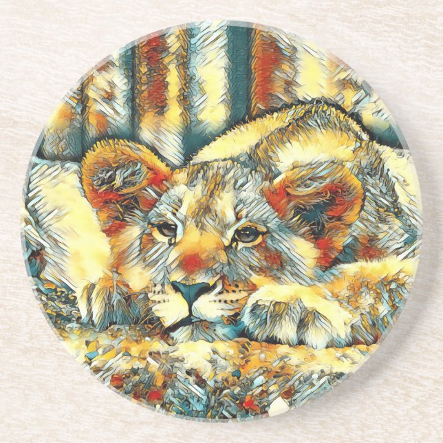 AnimalArt_Lion_036 Coaster (Front)