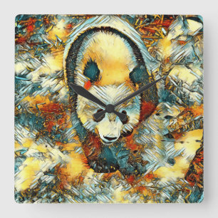AnimalArt_Panda_006 Square Wall Clock