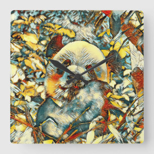 AnimalArt_Panda_012 Square Wall Clock