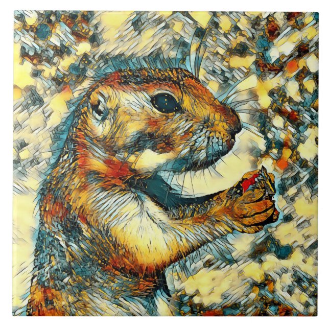 AnimalArt_Prairiedog_002 Ceramic Tile (Front)