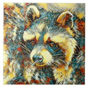 AnimalArt_Raccoon_004 Ceramic Tile