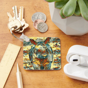 AnimalArt_Rhino_001 Key Ring
