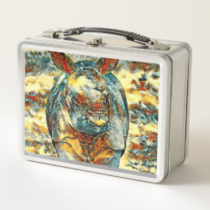 AnimalArt_Rhino_001 Metal Lunch Box