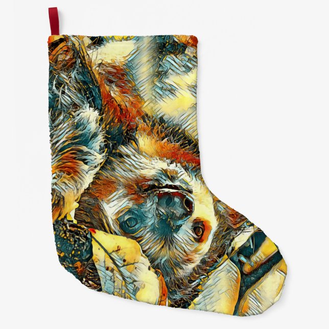 AnimalArt_Sloth_001 Large Christmas Stocking (Front)