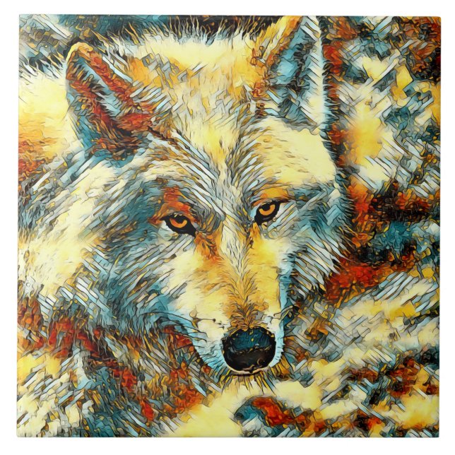 AnimalArt_Wolf_003 Ceramic Tile (Front)