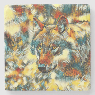 AnimalArt_Wolf_005 Stone Coaster