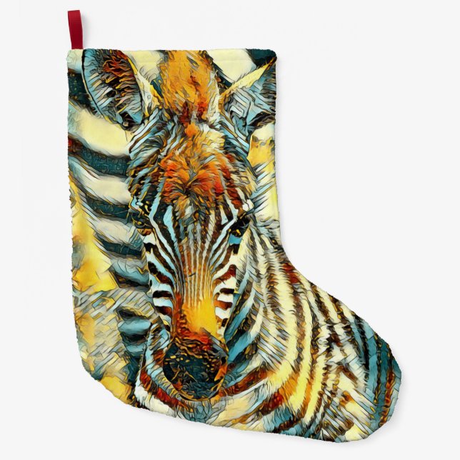 AnimalArt_Zebra_002 Large Christmas Stocking (Front)