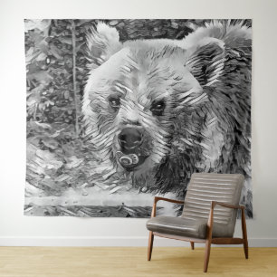 AnimalArtBW_Bear_001 Tapestry