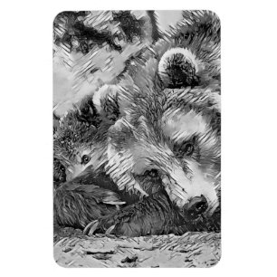 AnimalArtBW_Bear_002 Magnet