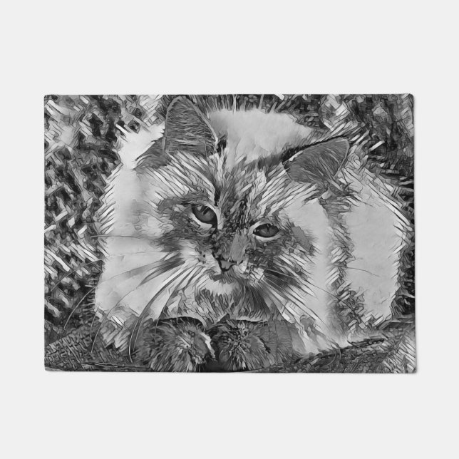 AnimalArtBW_Cat_07 Doormat (Front)