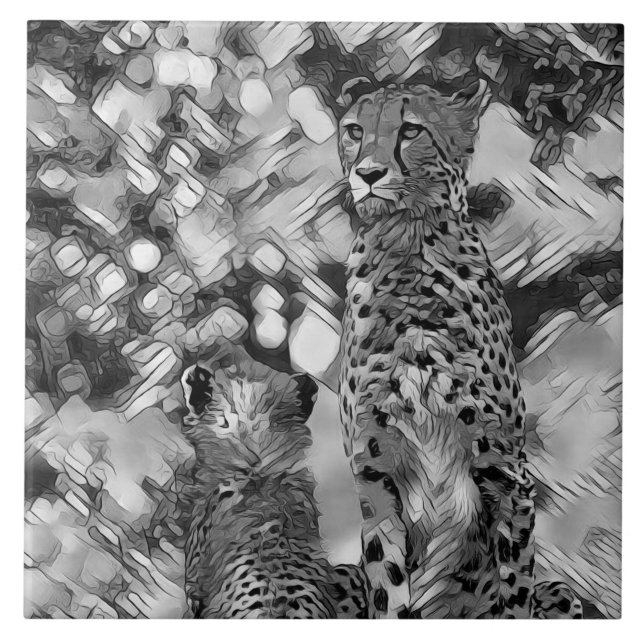 AnimalArtBW_Cheetah_008 Ceramic Tile (Front)
