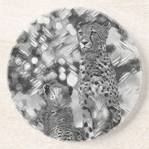 AnimalArtBW_Cheetah_008 Coaster