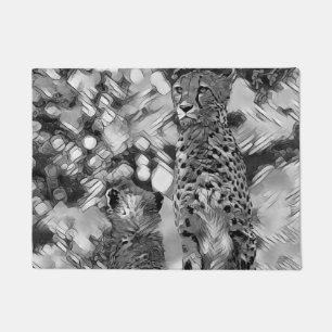 AnimalArtBW_Cheetah_008 Doormat
