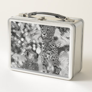 AnimalArtBW_Cheetah_008 Metal Lunch Box