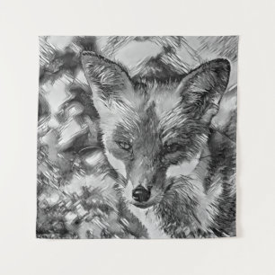 AnimalArtBW_Fox_001 Tapestry