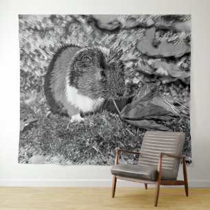 AnimalArtBW_GuineaPig_001 Tapestry