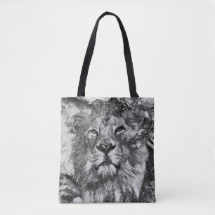 AnimalArtBW_Lion_003 Tote Bag
