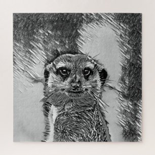 AnimalArtBW_Meerkat_002 Jigsaw Puzzle