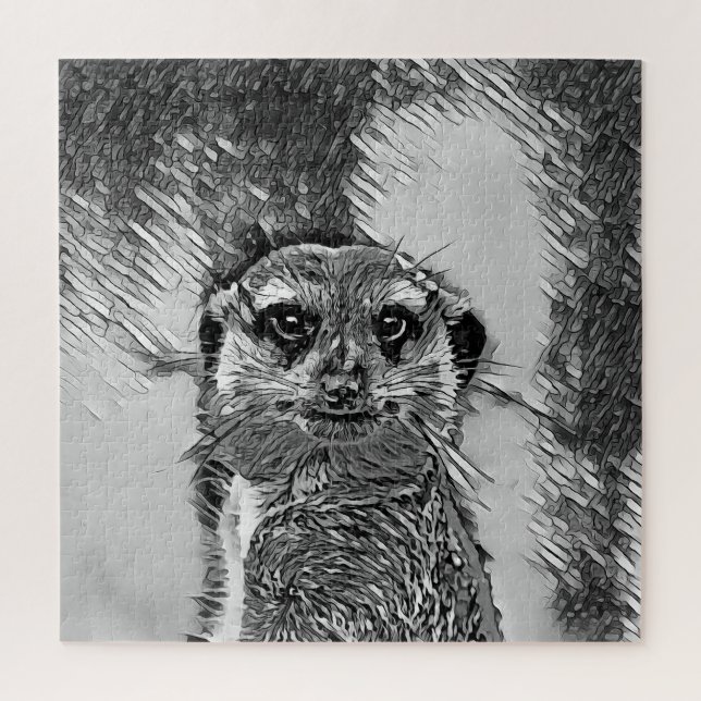 AnimalArtBW_Meerkat_002 Jigsaw Puzzle (Vertical)