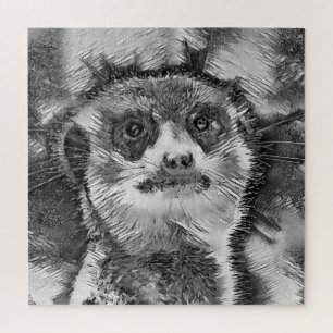 AnimalArtBW_Meerkat_008 Jigsaw Puzzle
