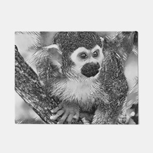 AnimalArtBW_Monkey_002 Doormat