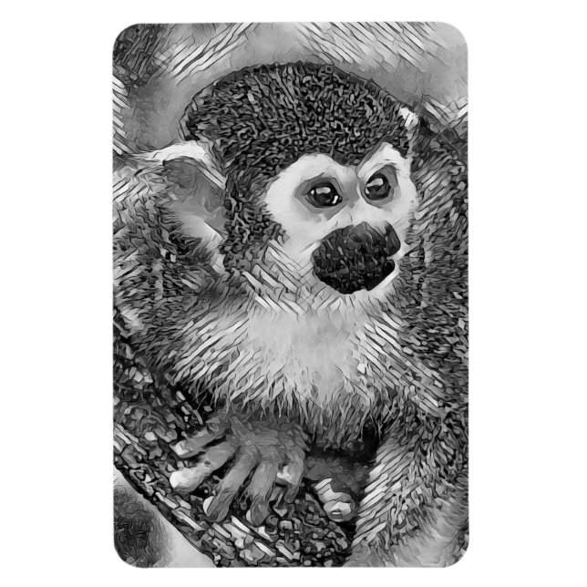 AnimalArtBW_Monkey_002 Magnet (Vertical)
