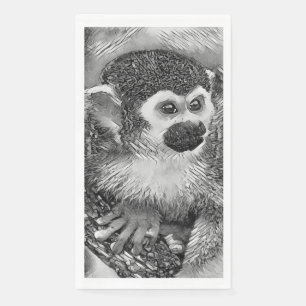 AnimalArtBW_Monkey_002 Napkin