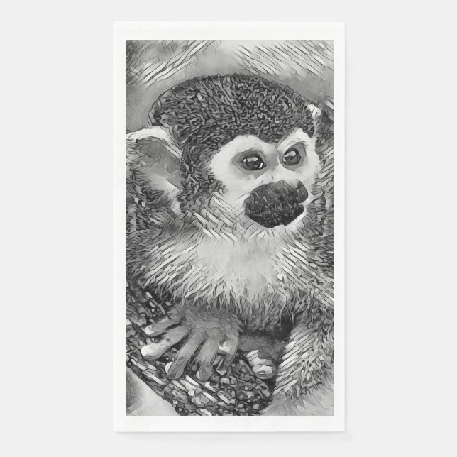 AnimalArtBW_Monkey_002 Napkin (Front)