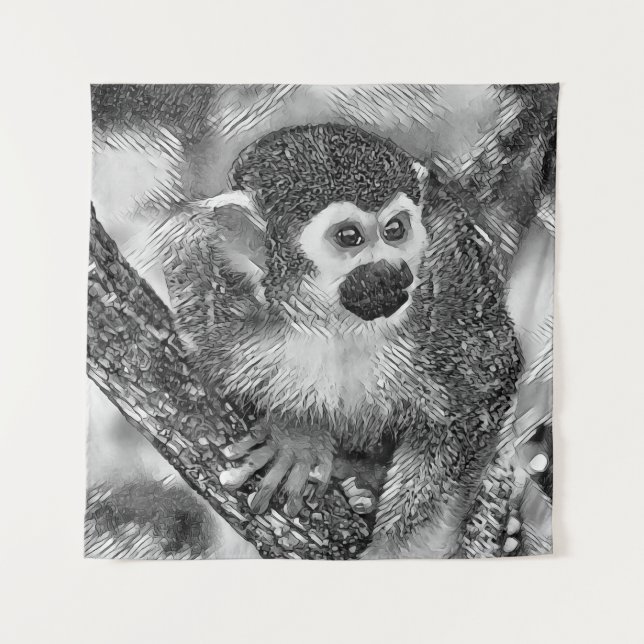 AnimalArtBW_Monkey_002 Tapestry (Front)
