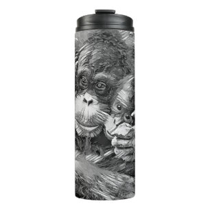AnimalArtBW_OrangUtan_001 Thermal Tumbler