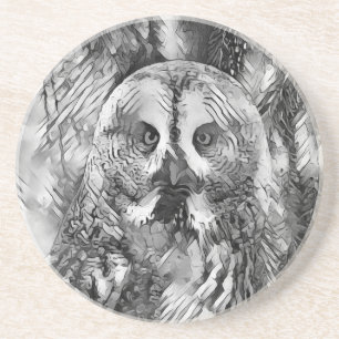 AnimalArtBW_Owl_001 Coaster